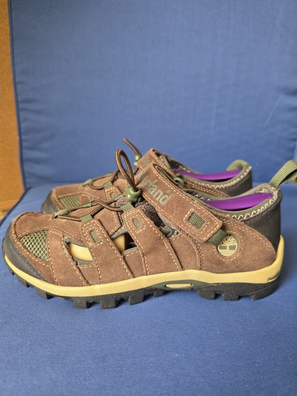 Timberland Boys Outdoor Sandals 51962M Brown Leather Hiking Shoes Size 4